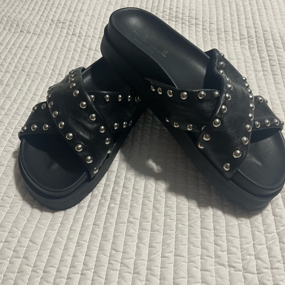 Mila Paoli Black Studded Sandals
